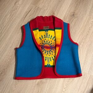 Pendleton Red and Blue Vest with Yellow Accents